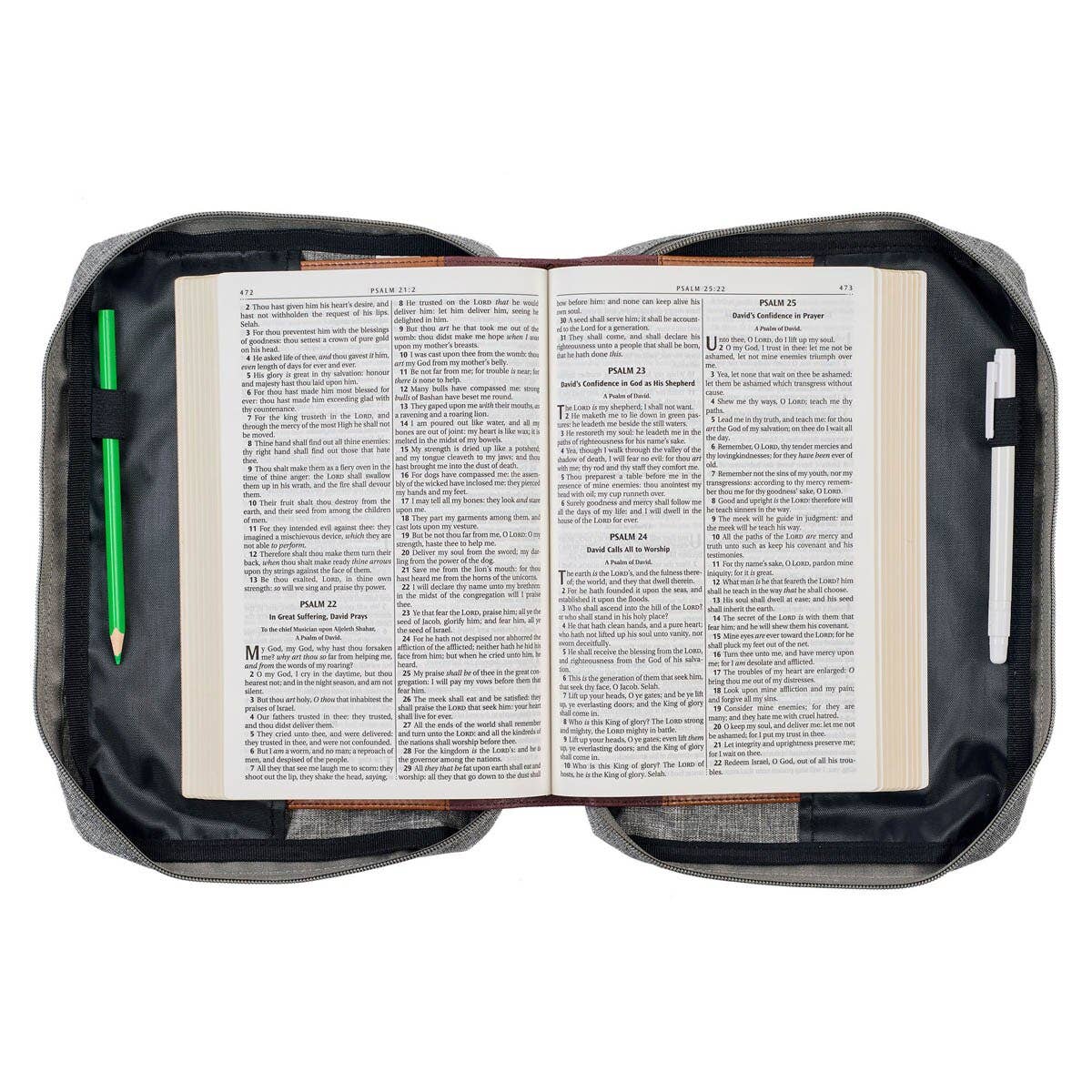 Bible Cover Value Gray Strong & Courageous Jsh. 1:9: Medium