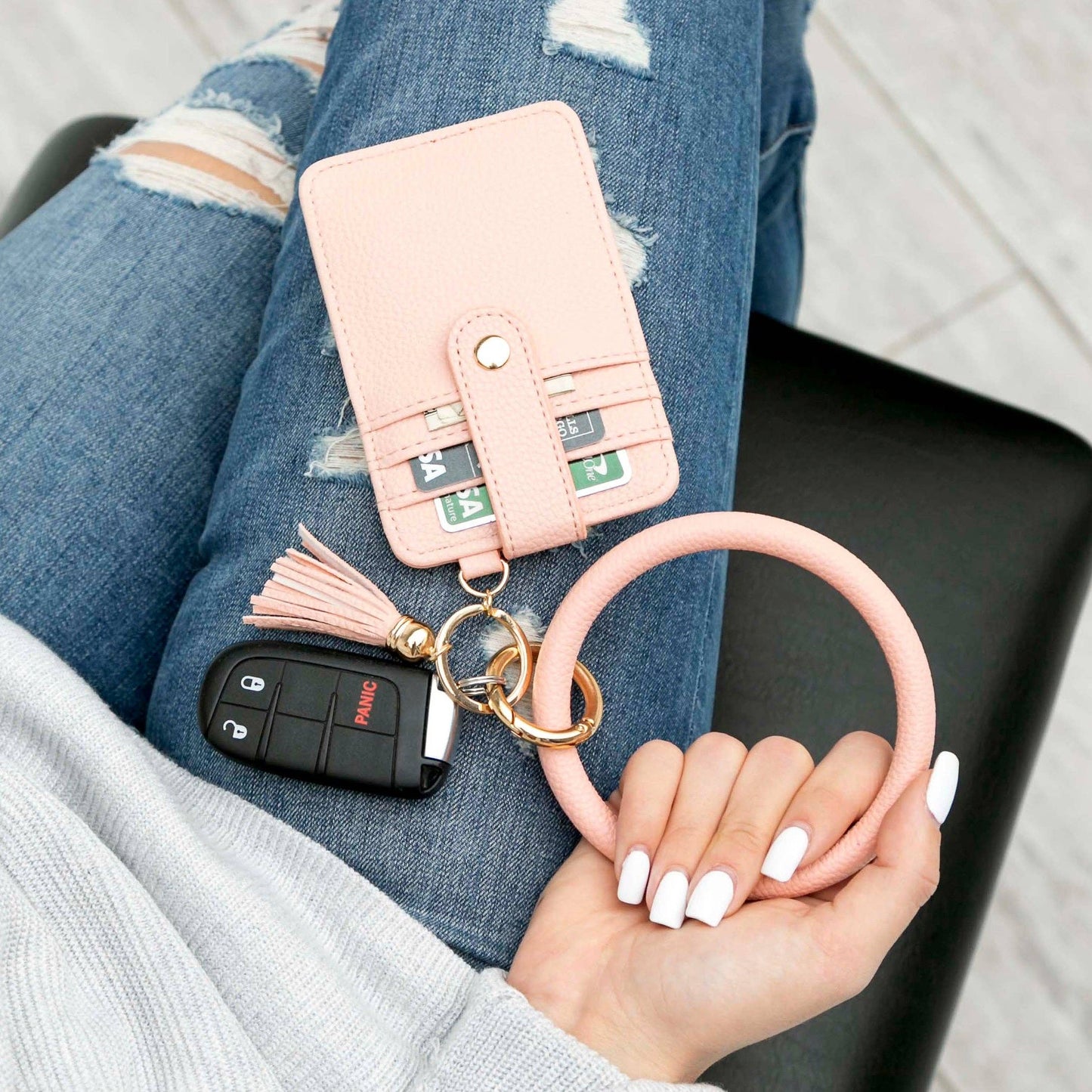Key Ring Wallet Bracelet: Leopard