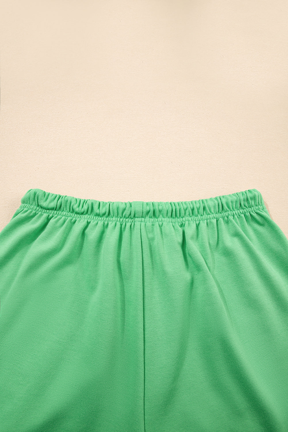 Mint Green V Neck Drop Shoulder Tee and Patchwork Shorts Set