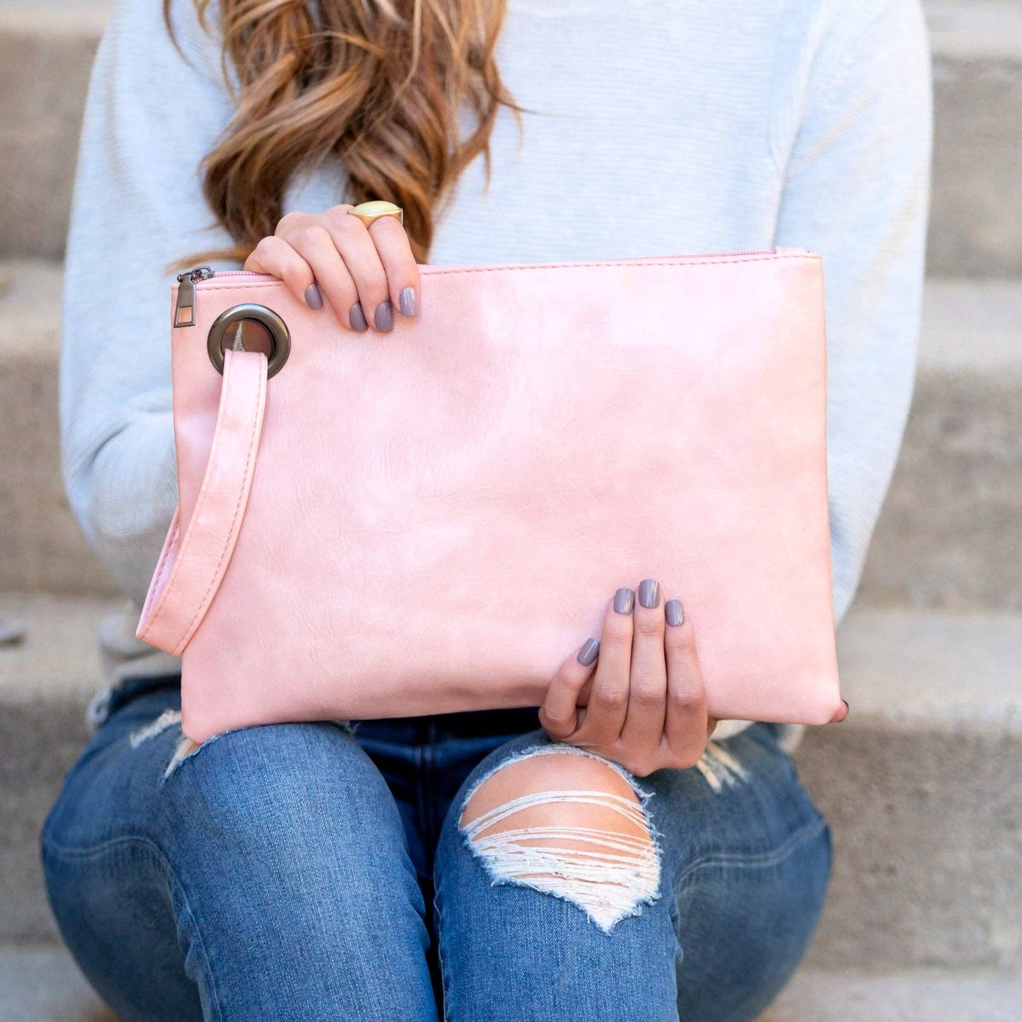 Over-sized Everyday Clutch: Nude