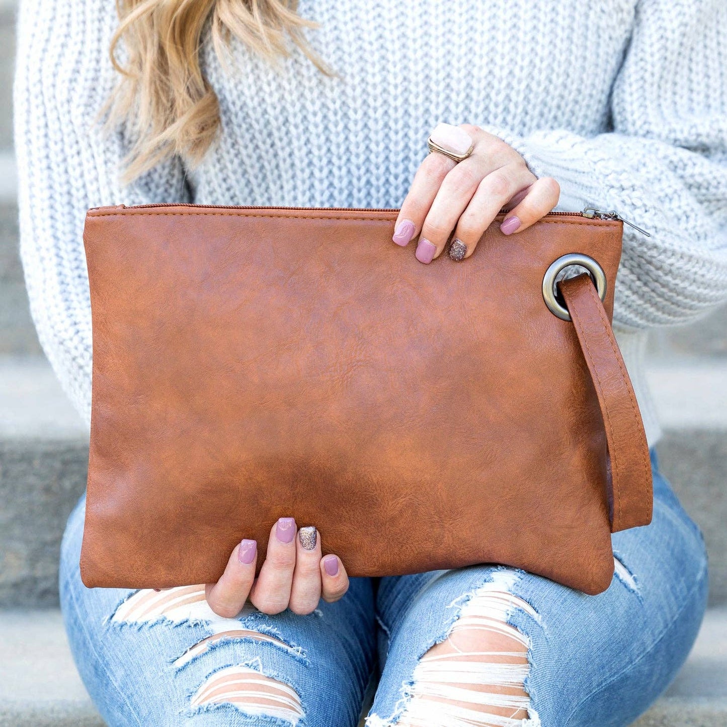 Over-sized Everyday Clutch: Nude