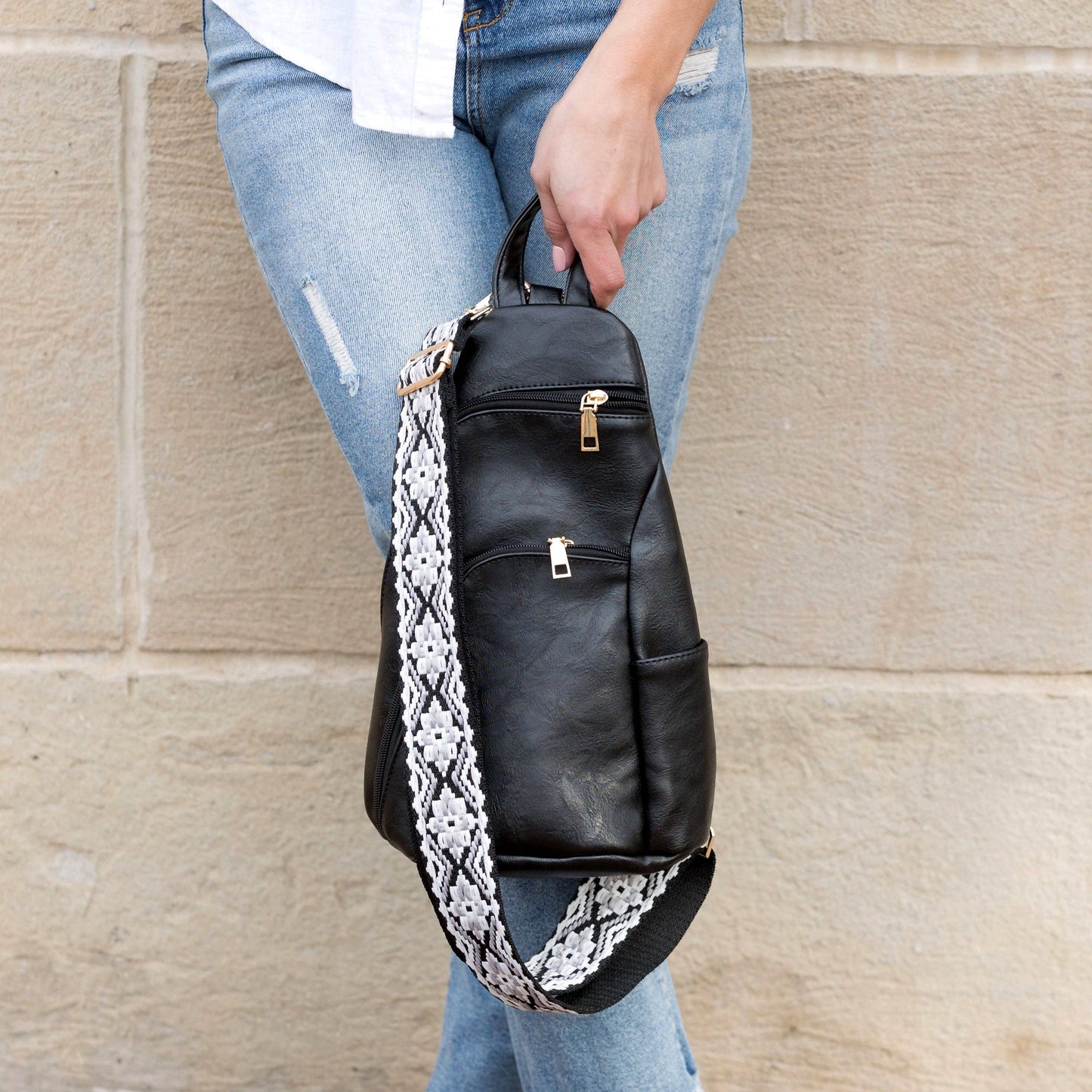 Evie Vegan Leather Crossbody Sling Bag: Gray