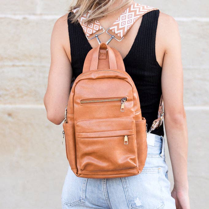 Alba Convertible Backpack Sling: Cognac