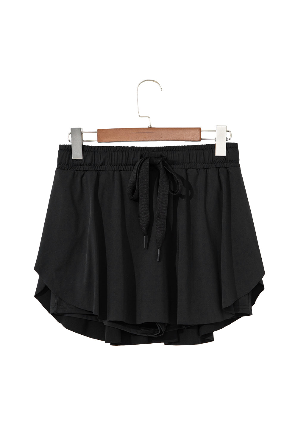 Black Drawstring High Waist Lined Tennis Skort