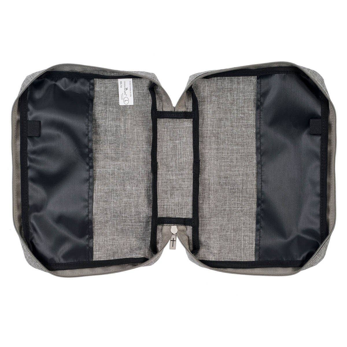 Bible Cover Value Gray Strong & Courageous Jsh. 1:9: Medium
