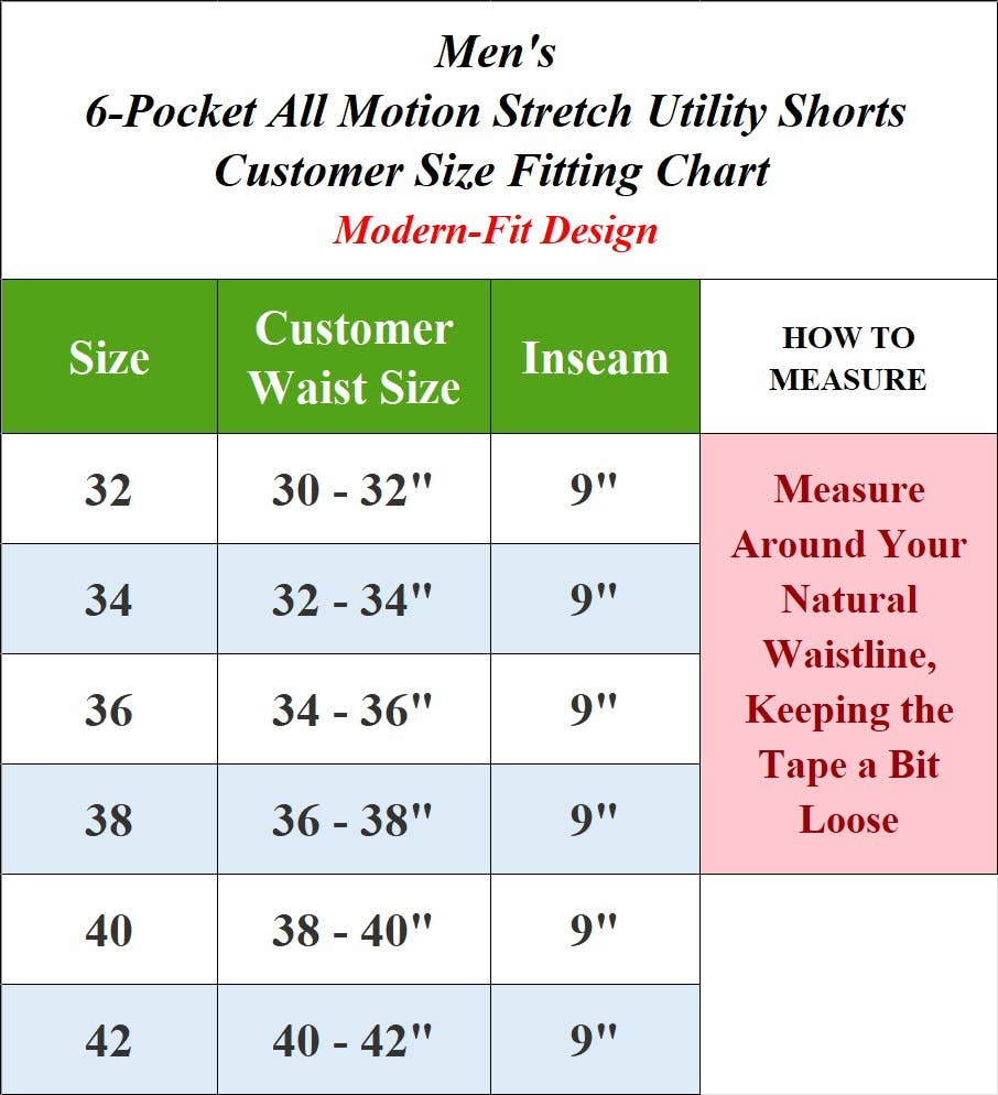 Mens 6-Pocket Quick Dry Stretch Zipper Pocket Golf Shorts: Navy / 32