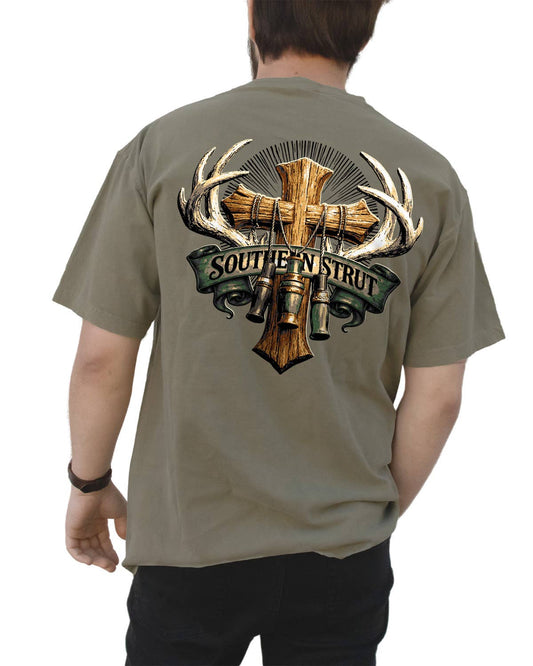 Southern Strut Holy Hunting Tee: Khaki / L