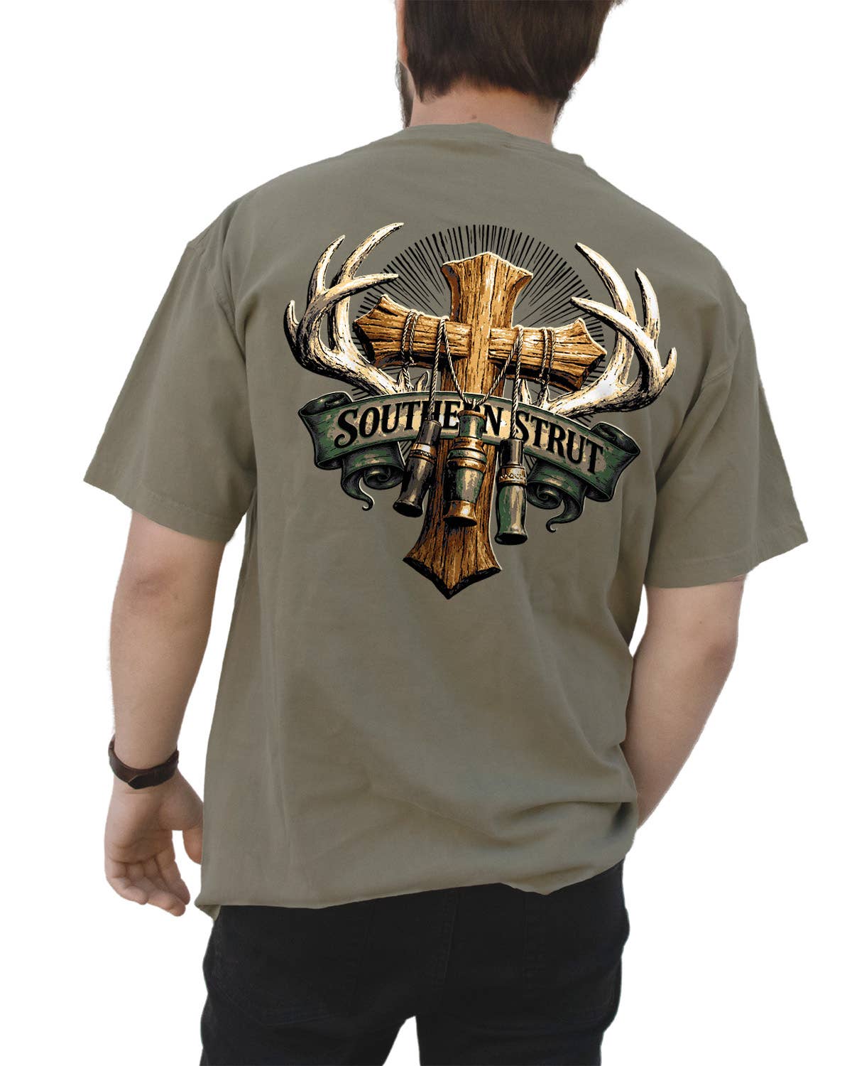Southern Strut Holy Hunting Tee: Khaki / S