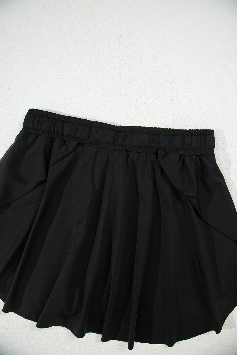 Black Drawstring High Waist Lined Tennis Skort