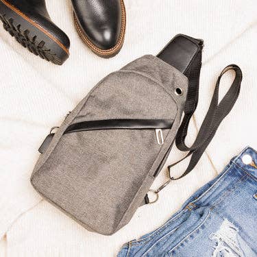 Cross Zip Sling Bag: Black