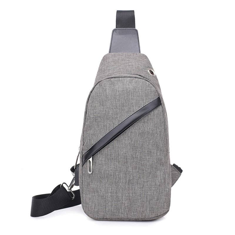 Cross Zip Sling Bag: Gray