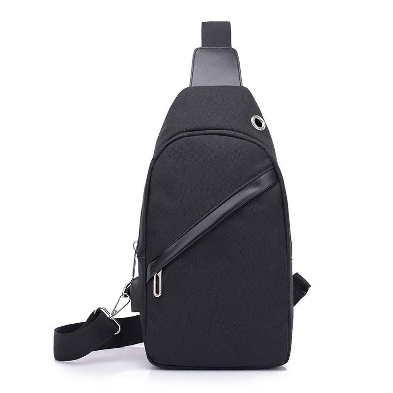 Cross Zip Sling Bag: Black