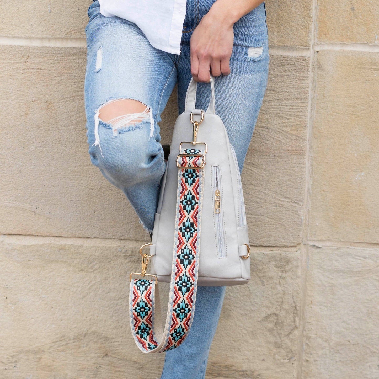 Evie Vegan Leather Crossbody Sling Bag: Bone
