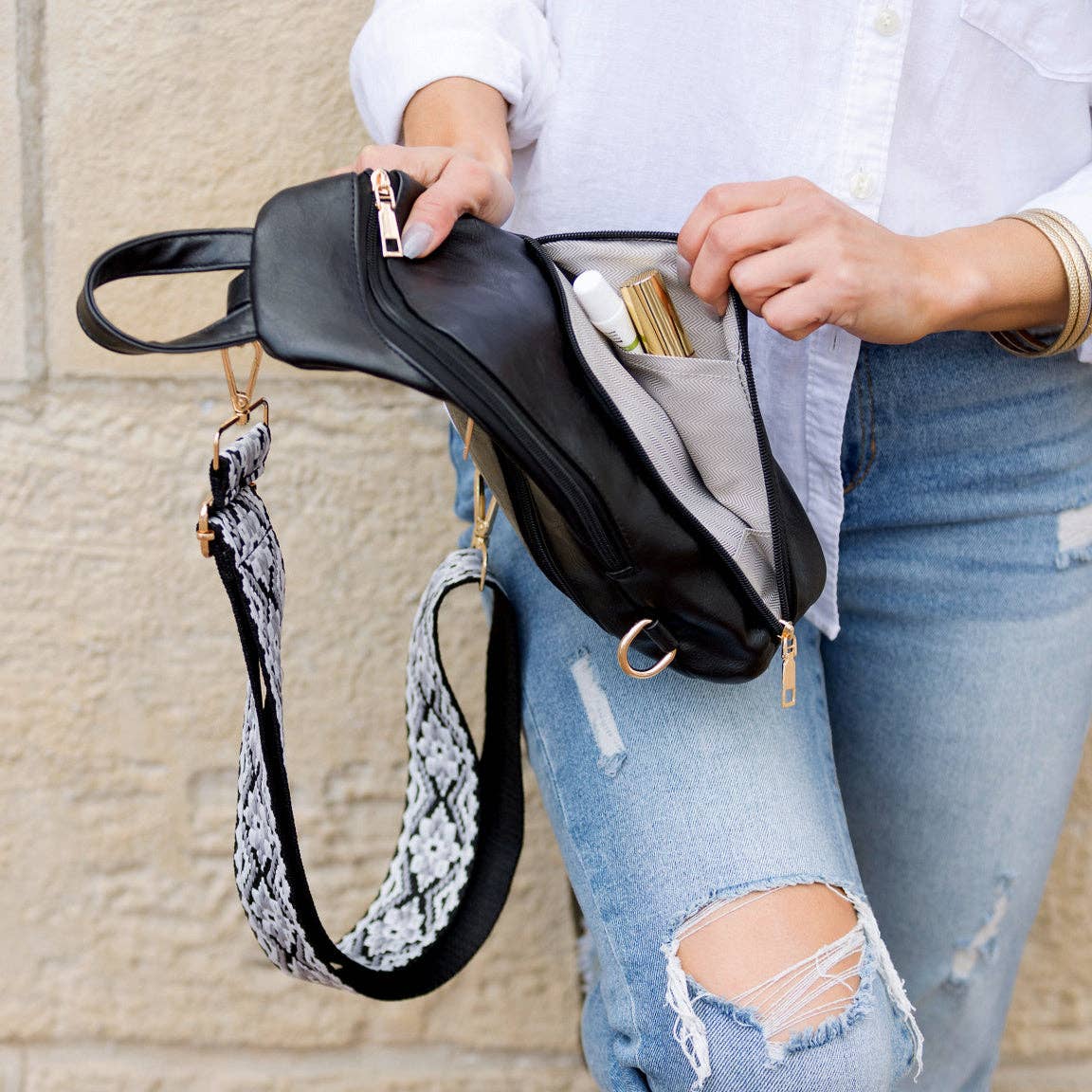 Evie Vegan Leather Crossbody Sling Bag: Bone