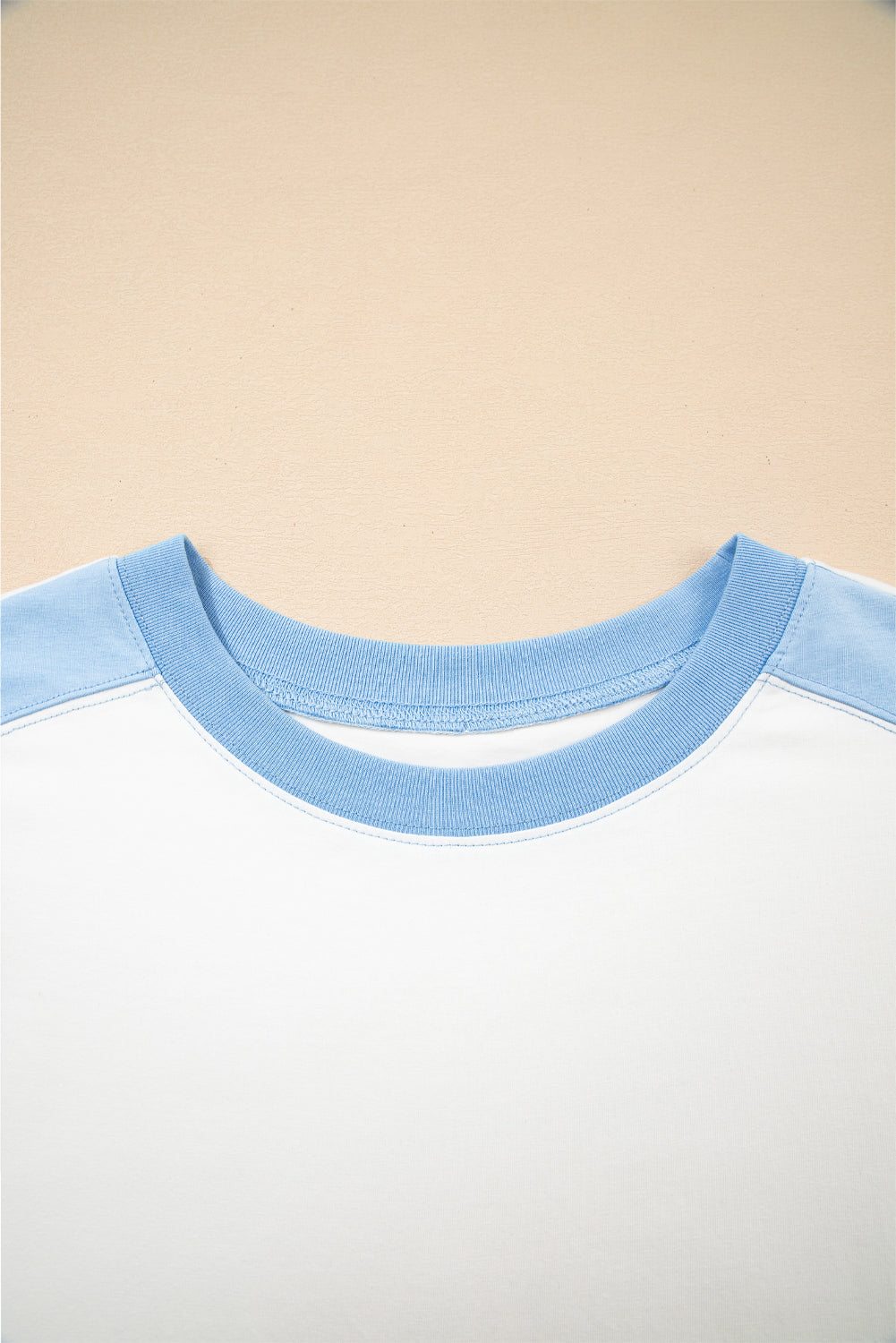 Light Green Colorblock Exposed Seam Patchwork Crew Neck T Shirt