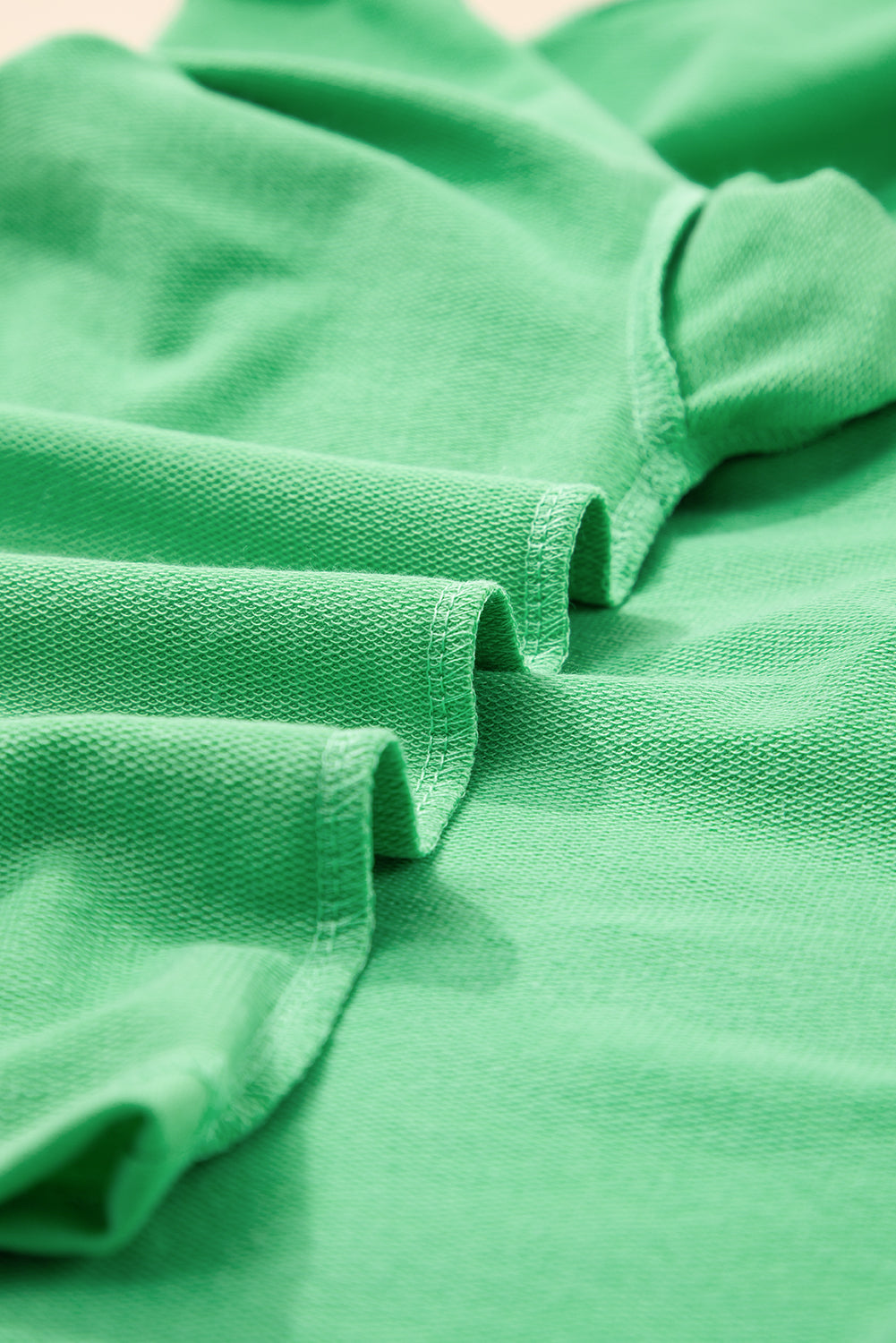 Mint Green V Neck Drop Shoulder Tee and Patchwork Shorts Set