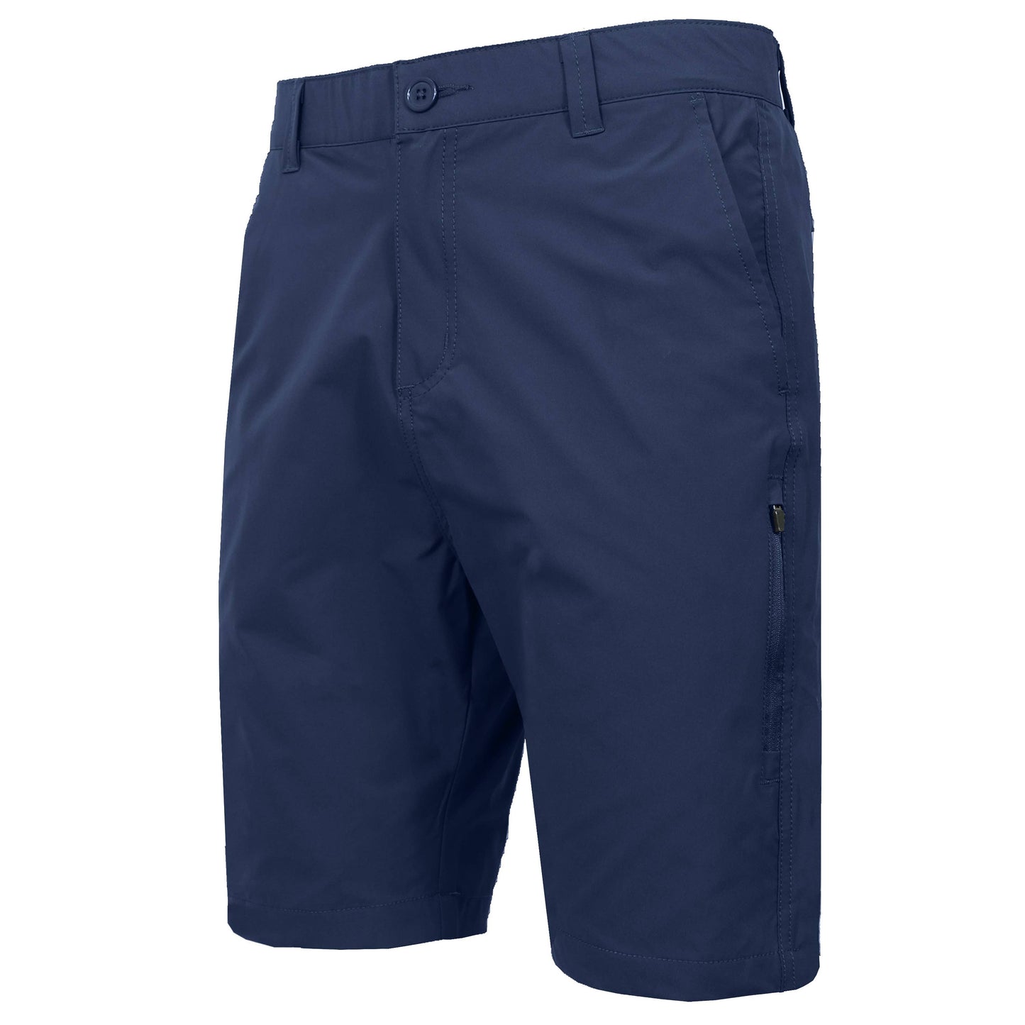 Mens 6-Pocket Quick Dry Stretch Zipper Pocket Golf Shorts: Navy / 32