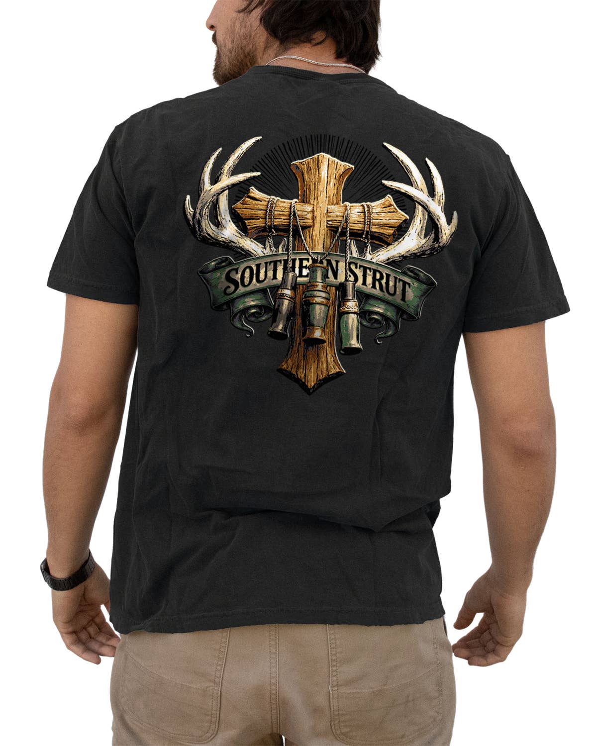 Southern Strut Holy Hunting Tee: Khaki / XL