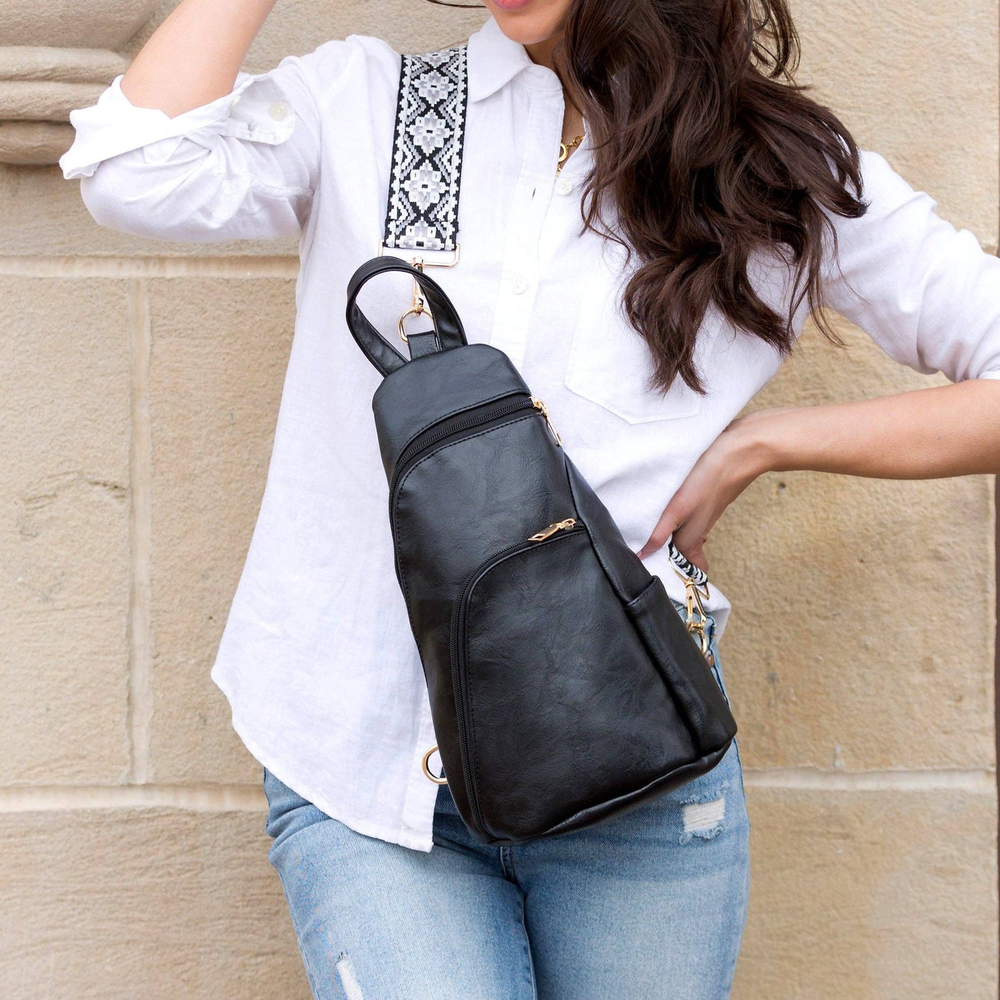 Evie Vegan Leather Crossbody Sling Bag: Gray
